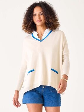 NWOT Mersea Catalina V-Neck Sweater
Cream blue